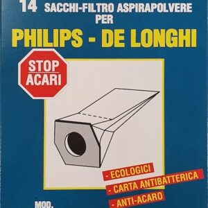 Sacchetti carta PHILIPS - DE LONGHI HR - COMPACT - IMPULSE - QUICK -XTSS cf. 14 pz