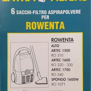 RW26Sacchetti carta ROWENTA Alto - Artec - Spongo cf. 6 pz RW26 cleantech
