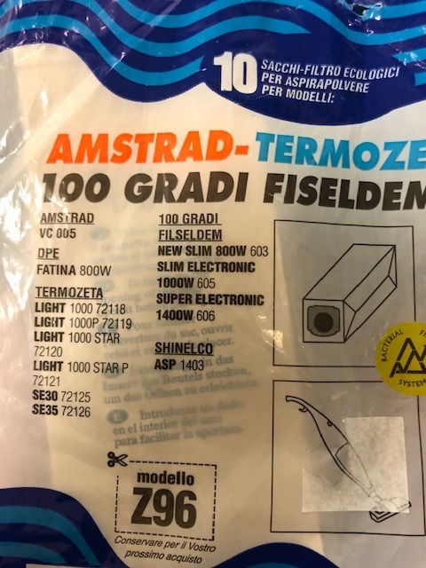 Sacchetti carta Amstrad - Termozeta - 100 gradi Fiseldem cf. 10 pz.